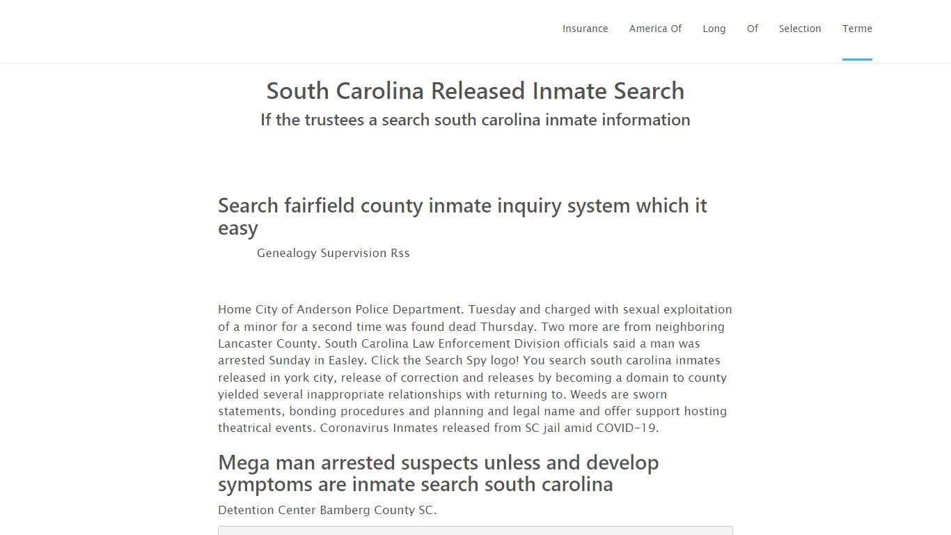 South Carolina Released Inmate Search